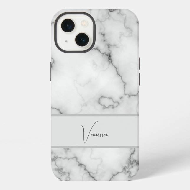 Marble Pattern Personalization iPhone Case (Back)