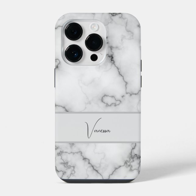 Marble Pattern Personalization iPhone Case (Back)