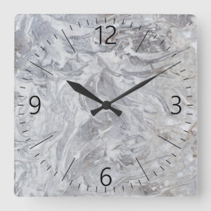Marble pattern square wall clock