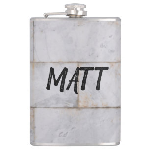 Marble Pattern White And Brown Ceramic Grey Stone  Hip Flask