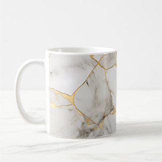 Marble patterned mug with gold and white accents