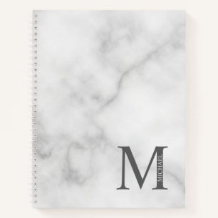 Marble Personalized Elegant Monogram and Name Notebook