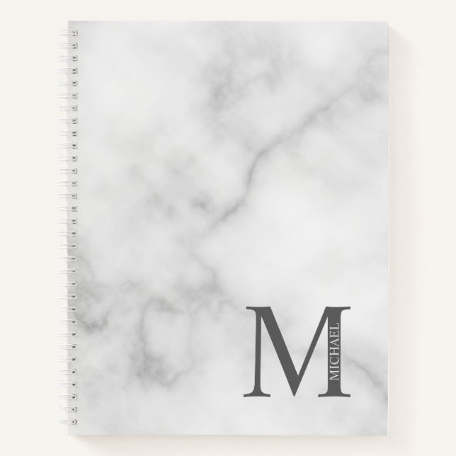 Marble Personalized Elegant Monogram and Name Notebook (Front)
