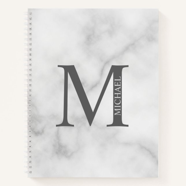 Marble Personalized Elegant Monogram and Name Notebook (Front)
