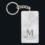 Marble Personalized Groomsman Name and Monogram Keychain<br><div class="desc">Black and White Personalized Groomsman Gifts featuring personalized monogram, groomsman's name and title in grey classic serif font style on white marble background. Also perfect for Best Man, Father of the Bride and more. Please note: The marble details are simulated in the artwork. No actual marble will be used in...</div>