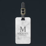 Marble Personalized Groomsman Name and Monogram Luggage Tag<br><div class="desc">Modern Black and White Personalized Groomsman Gifts featuring personalized monogram, groomsman's name and title in grey classic serif font style on white marble background. Also perfect for Best Man, Father of the Bride and more. Please note: The marble details are simulated in the artwork. No actual marble will be used...</div>