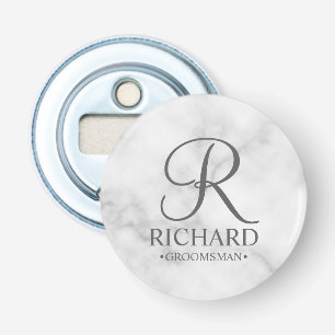 Marble Personalized Groomsman's Name and Monogram Bottle Opener