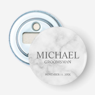 Marble Personalized Groomsman's Name and Monogram Bottle Opener