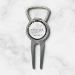 Marble Personalized Groomsman's Name and Monogram Divot Tool<br><div class="desc">Modern Personalized Groomsman Gifts featuring personalized groomsman's name, title and wedding date in white classic serif font style on white marble background. Also perfect for Best Man, Father of the Bride and more. Please note: The marble details are simulated in the artwork. No actual marble will be used in the...</div>
