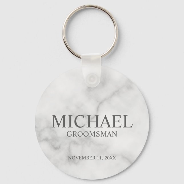 Marble Personalized Groomsman's Name and Monogram Keychain (Front)