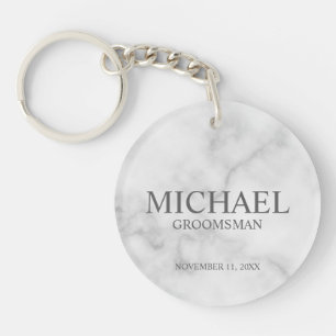 Marble Personalized Groomsman's Name and Monogram Keychain