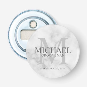 Marble Personalized Groomsmen's name and monogram Bottle Opener
