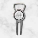 Marble Personalized Groomsmen's name and monogram Divot Tool<br><div class="desc">Add a personal touch to your wedding with personalized groomsmen divot tool. This divot tool features personalized groomsman's name with title and wedding date in grey and monogram in light grey as background, in classic serif font style, on white marble background. Also perfect for best man, father of the bride,...</div>