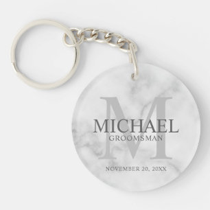 Marble Personalized Groomsmen's name and monogram Keychain