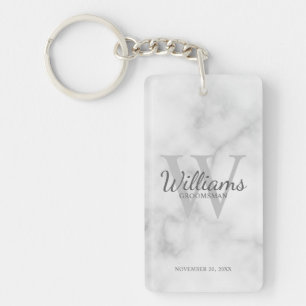 Marble Personalized Groomsmen's name and Monogram Keychain