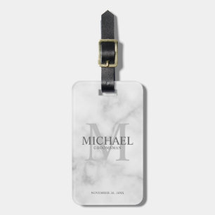 Marble Personalized Groomsmen's name and monogram Luggage Tag