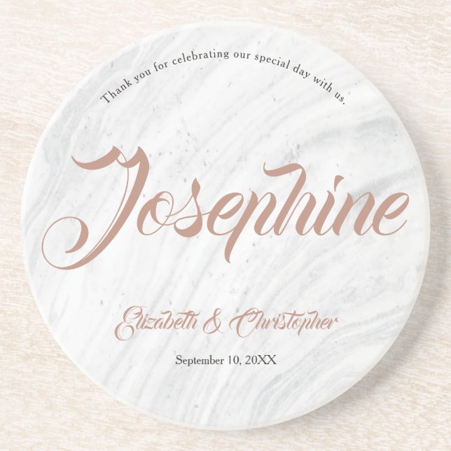 Marble Personalized Names Wedding Place cards Coaster (Front)