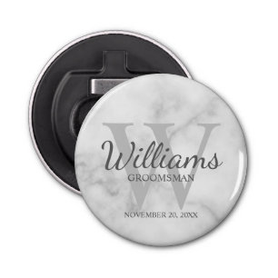 Marble Personalized Script Groomsmen Bottle Opener