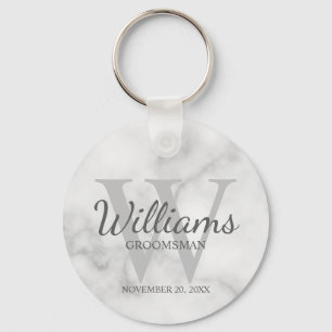 Marble Personalized Script Groomsmen Keychain