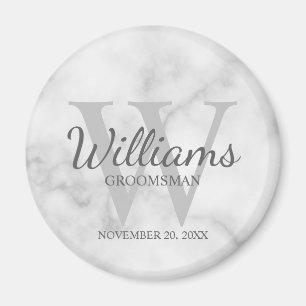 Marble  Personalized Script Groomsmen Magnet