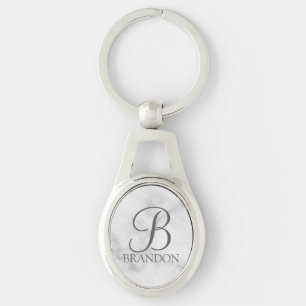 Marble Personalized Script Monogram and Name Keychain