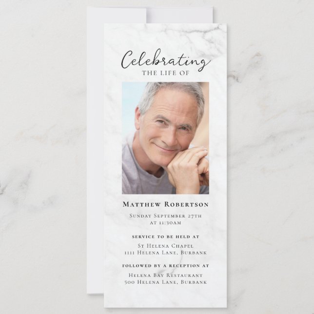 Marble Photo Funeral Digital Invitation (Front)