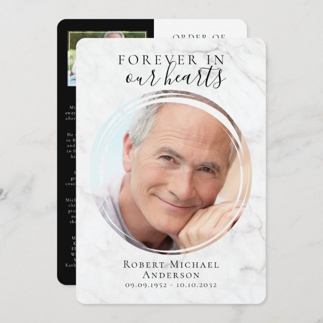 Marble Photo Funeral Program (Front/Back)