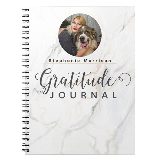 Marble Photo Gratitude Journal - Grey & white (Front)