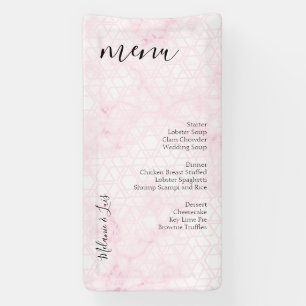 marble Pink Abstrack Wedding Menu Banner