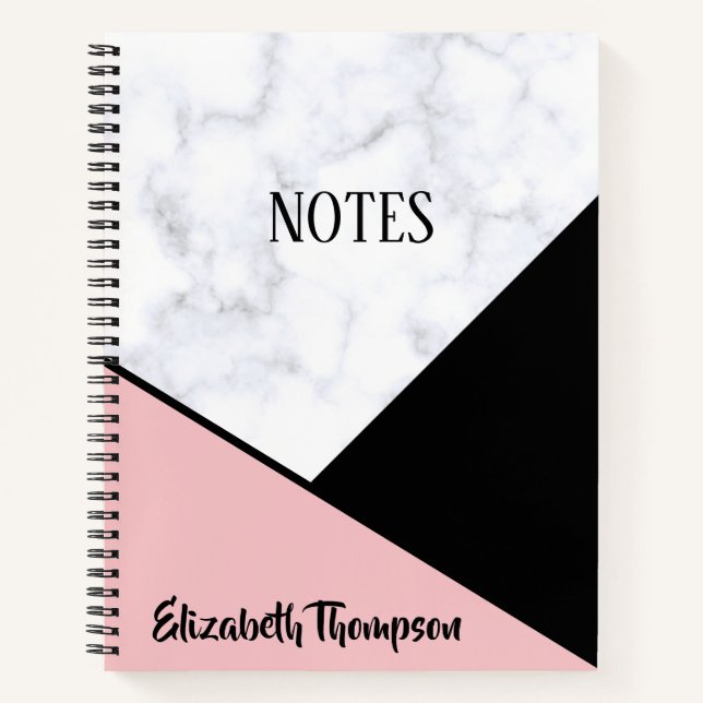 Marble, Pink & Black Notebook (Front)