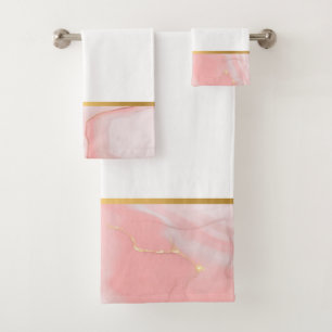 MARBLE PINK GOLD BATHROOM TOWEL SET