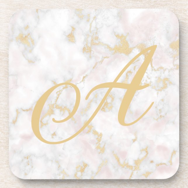 Marble Pink Gold Pattern Coasters (Front)