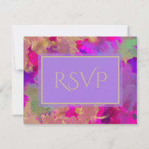 Marble pink, purple and gold RSVP card