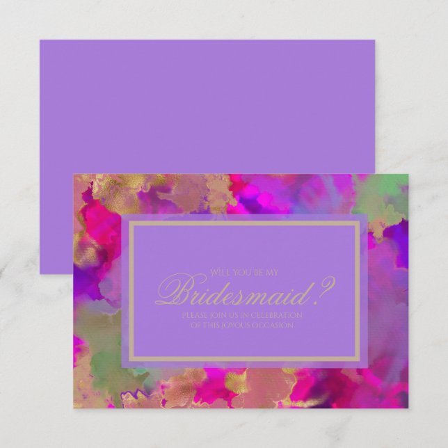 Marble pink, purple, gold ink invitations (Front/Back)
