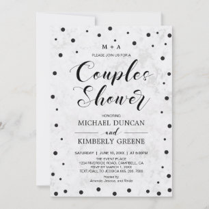 Marble & Polka dot   Modern Couples Wedding Shower Invitation