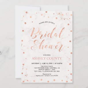 Marble & Polka dot, Modern Rose Gold Bridal Shower Invitation