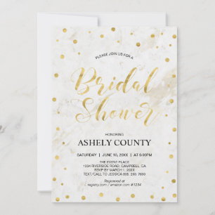 Marble & Polka dot   Modern Script Bridal Shower Invitation