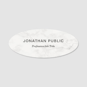 Marble Professional Simple Template Modern Oval Name Tag