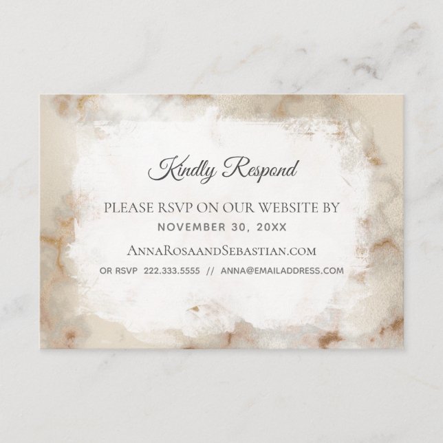 *~* Marble QR code Website AR2 Wedding RSVP  Enclosure Card (Front)