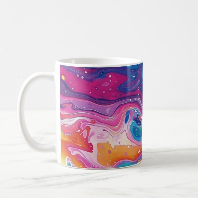marble, rainbow colours, geometric design, colourf coffee mug (Left)