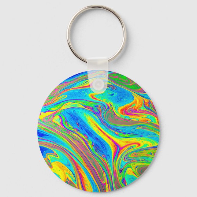 Marble Rainbow Swirls Bright and Beautiful Keychain (Front)