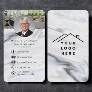 Marble Real Estate Agent Photo Logo Business Card