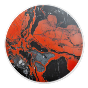 Marble Red Black Pattern Ceramic Knob
