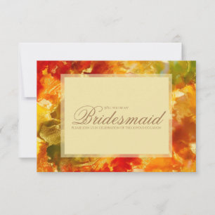 Marble red, orange, gold, yellow, bridesmaid thank you card