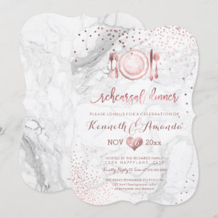 Marble Rehearsal Dinner/Marble+Faux Rose Gold Invitation