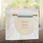 Marble Rolling Pin Swirls Recipe Binder<br><div class="desc">An elegant recipe binder featuring a marble rolling pin with dough on a marble swirls background with your personalized name and title set in stylish gold typography. Designed by Thisisnotme©</div>