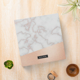 Marble Rose Faux Gold Custom Name Binder