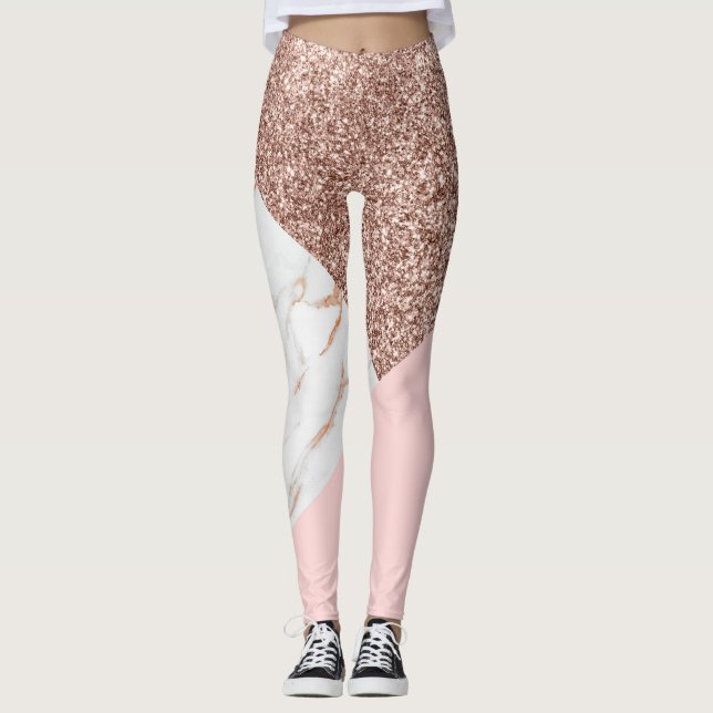 Marble Rose Glitter Leggings (Front)