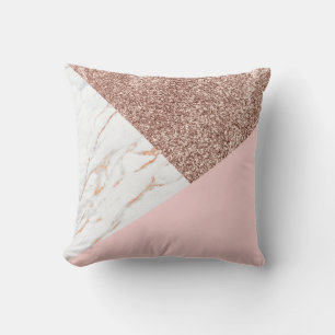 Marble Rose Glitter Throw Pillow