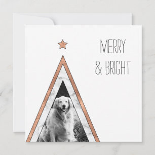 Marble & rose gold Christmas tree greeting card